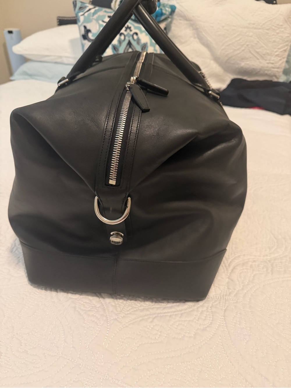 Coach Black Leather Duffel with Top Handles - Picture 2 of 9